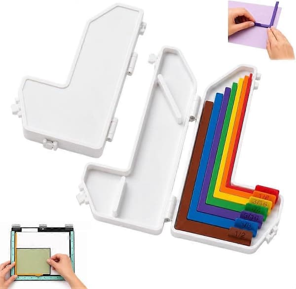 7 stk. papirhåndværk justeringsguider med opbevaringspose, præcisionslagdeling og mat-afstandsstykker til kortfremstilling og scrapbooking DIY, farvekodet E E
