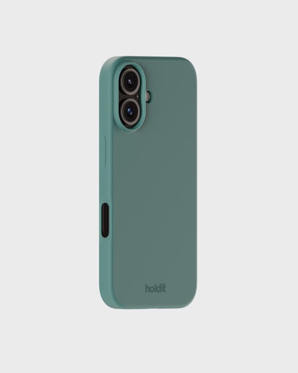 iPhone 16 -puhelinkotelo, silikonimateriaali, sammalenvihreä.