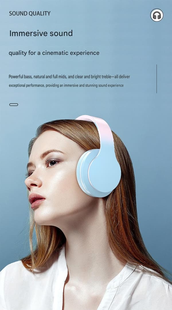 High-end gradient farvedesign, lang batterilevetid, trådløse Bluetooth-hovedtelefoner Gradient Blå Gradient Blue