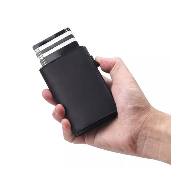 Eksklusiv kortholder C4U Design RFID & NFC Beskyttelse pung pop-up Blå one size Black