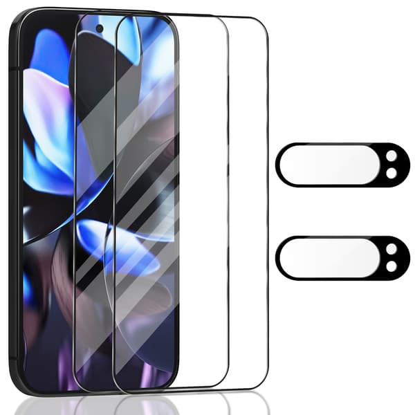 Skärmskydd för Google Pixel 9 Pro (2-pack) + Linsskydd (2-pack) - 9H härdat glas - Ultrahög kvalitet 3D