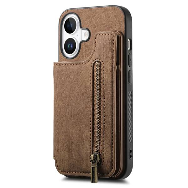 iPhone 17 Retro Läder Dragkedjefodral Blå Blå