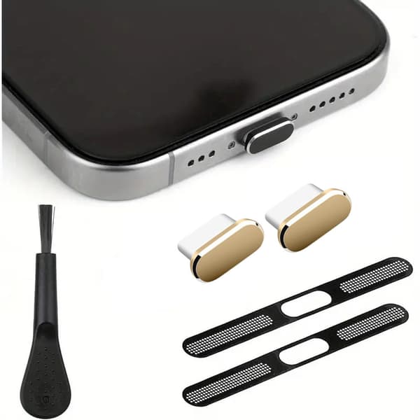5-PAK USB-C støvdæksel til iPhone 15/16-serien (Sølv) Sølv Silver