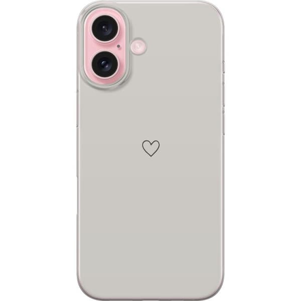 Hjerteformet beige telefondeksel til Apple iPhone 16