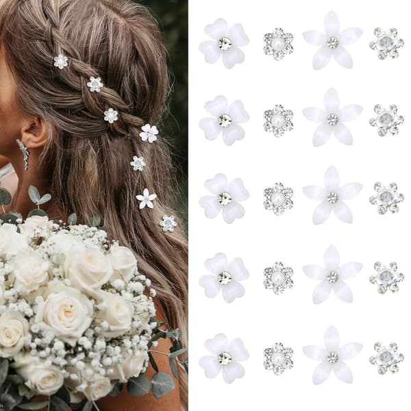 Elegant Rhinestone Hårpyntsett - 20 Deler Sølv Sølv Silver