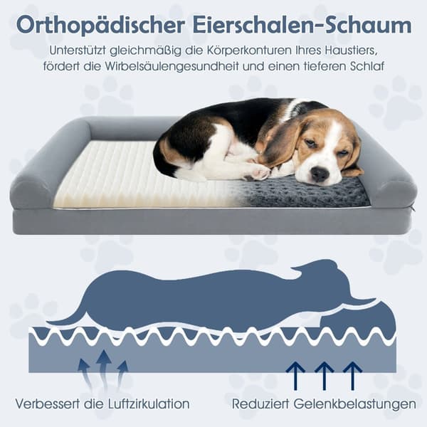 Ortopedisk hundeseng XL, Grå – Veiledet, sklisikker