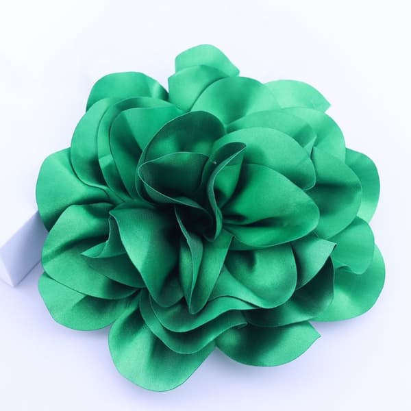 Stor Blomsterbroche Mode Fransk Badge Satin Prydnadsnål Grøn