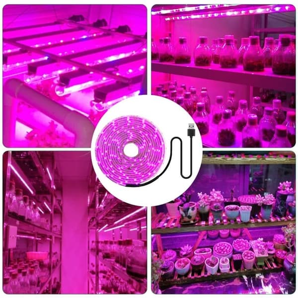 Full Spectrum USB LED Grow Light - Cuttable, Greenhouse - Suitable for Small Plants 5m 5m