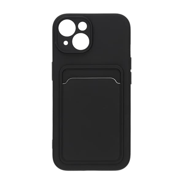 iPhone 15 silikonfodral med SIM-kortplats - Svart