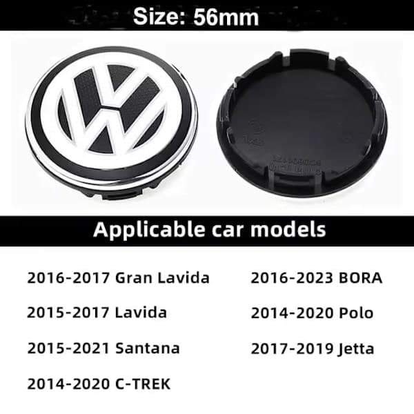 4 kpl Volkswagen pölykapselit - Pyörännavan tunnus 56mm hopea