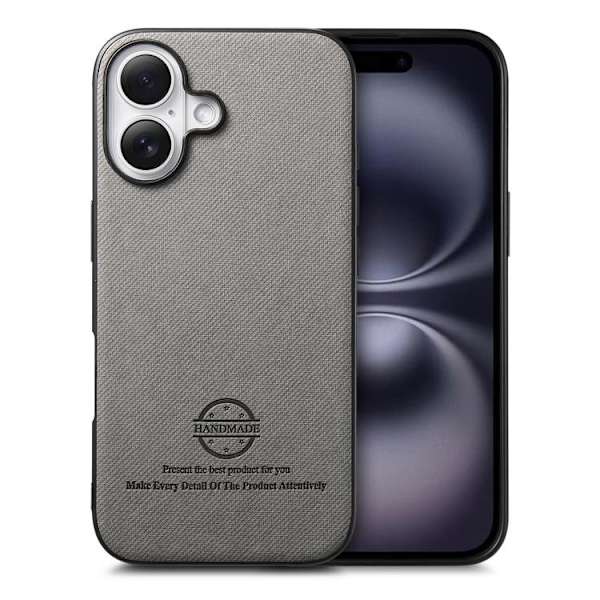 iPhone 17 Mobilskal - Twill och Läder Grå Grå