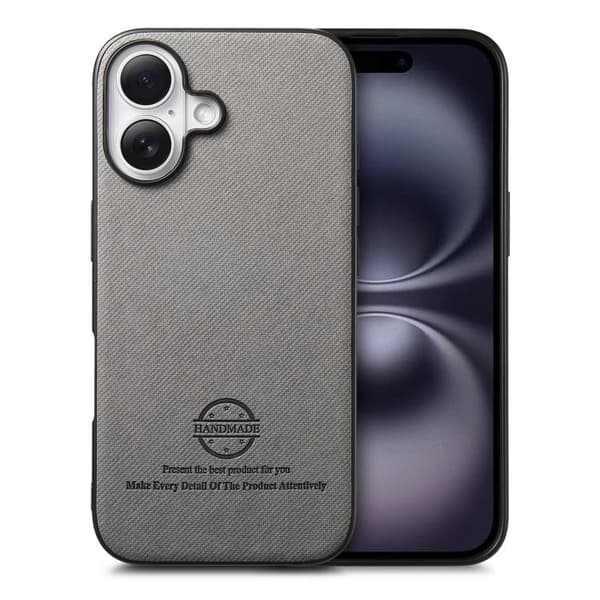 iPhone 17 Telefondeksel - Twill og Skinn Grå Grå