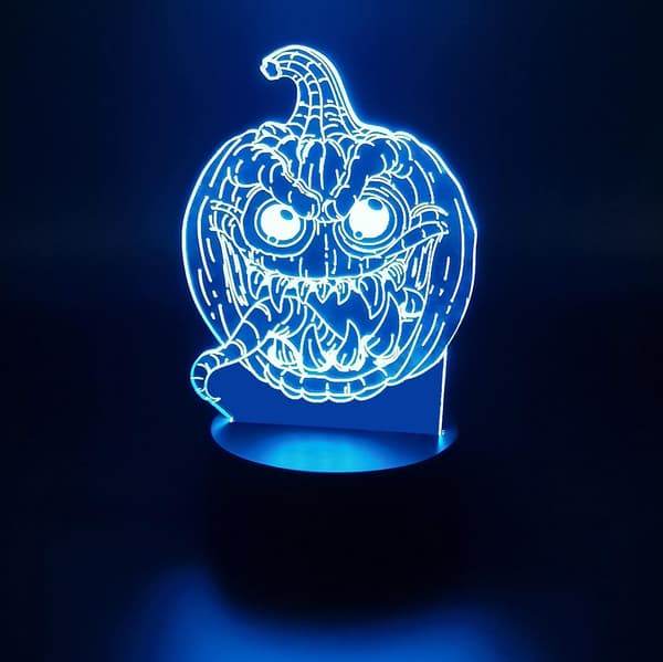 Halloween Dekorasjon Gresskar 3D Illusjonslampe LED Nattlys Gave Innendørs 2 Kontrollmoduser Berøring