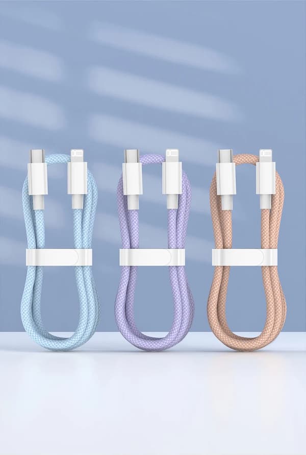 20W USB-C PD datakabel til iPhone 14/13/12/11 Pro Max/Xs/8 Plus/iPad, 3A datakabel, lilla, 2 meter.