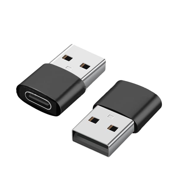 2-pakning USB-C til USB-adapter for dataoverføring og lading Svart Svart