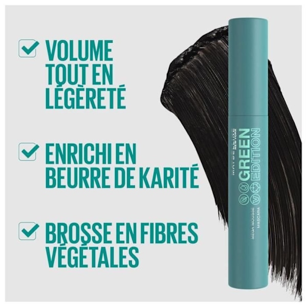 MAYBELLINE New York Mousse Mascara Green Edition Mega - 02 Erittäin musta