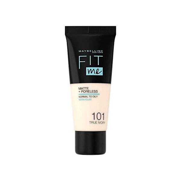 Maybelline New-York - Fit Me Matte & Poreless Fluid Foundation - Normal til fedtet hud - Farve: 101 True Ivory - 30 ml