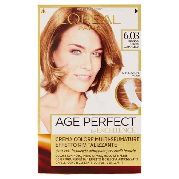 L'OREAL Excellence Age Perfect 6.03 Tummanvaaleat karamellihiustuotteet