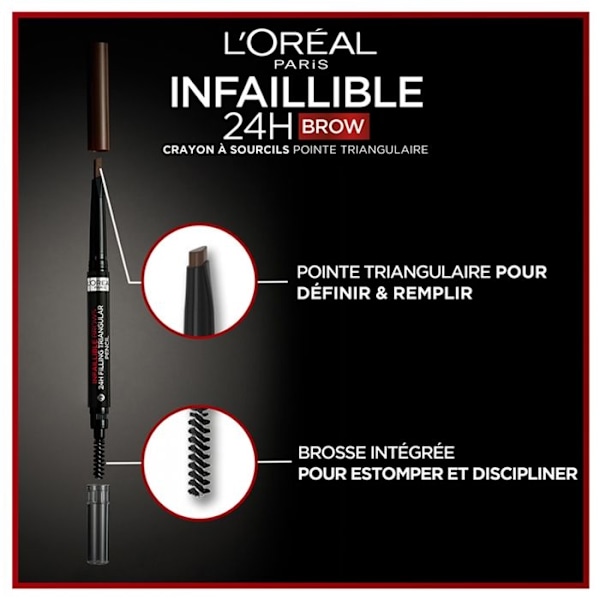 Øjenbrynsblyant - L'Oréal Paris - Infaillible Brows 24h - Vandtæt - Trekantet spids - 1ml 5 Lys brunette