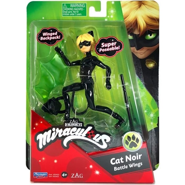 BANDAI Ihmeellinen leppäkerttu - Mininukke 12 cm: Kissa Noir ja hänen varusteet sort