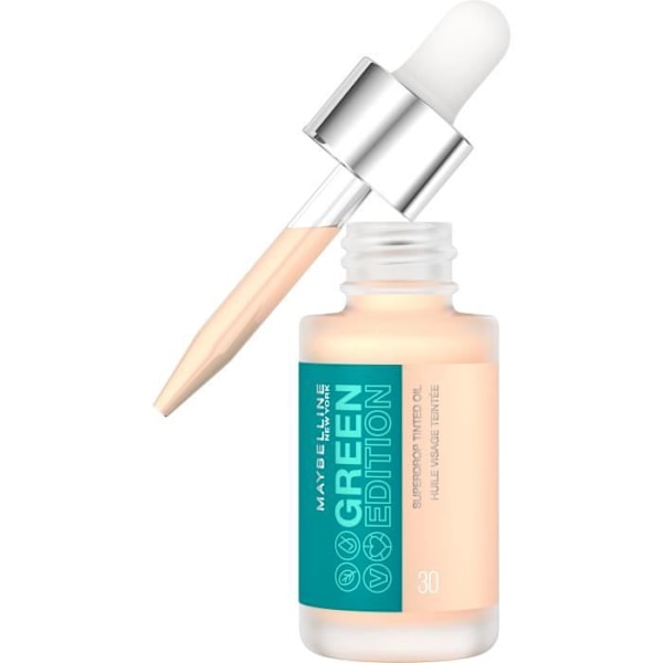 Ansigt olie med farve - MAYBELLINE NEW YORK - Green Edition Superdrop - 30ml - 84% naturlig oprindelse - Beige Tonet
