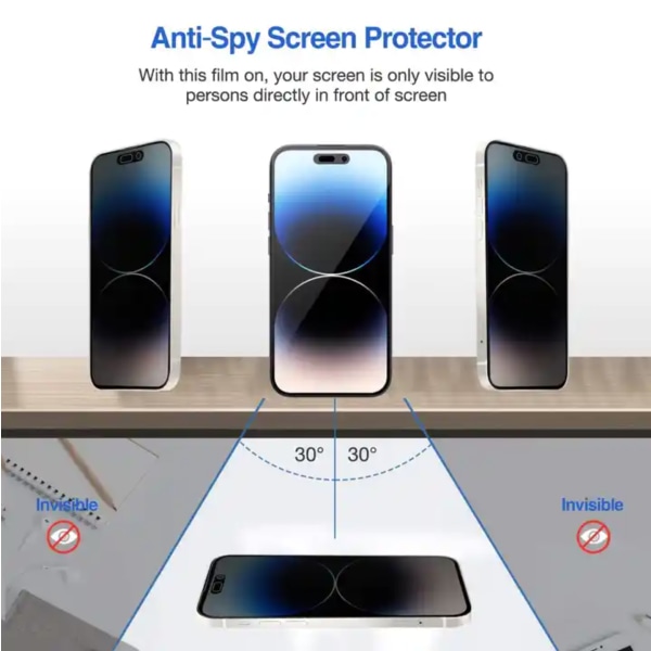 2 - PACK iPhone 14 PLUS Skärmskydd Privacy i Härdat Glas