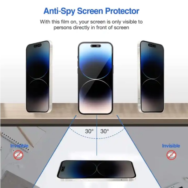 2-PACK iPhone 15 Skärmskydd Privacy i Härdat Glas - Extra Stark