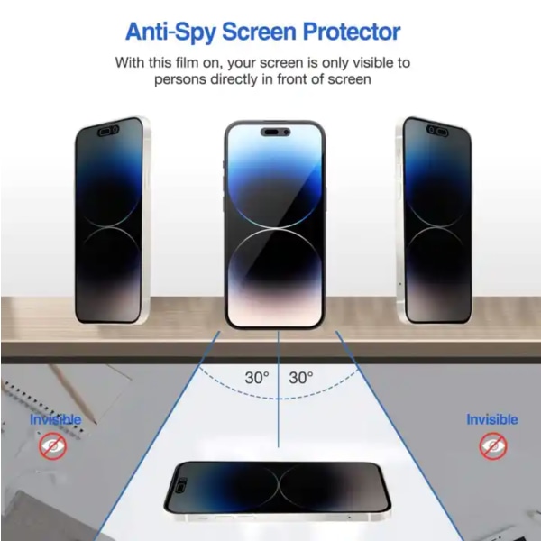 2-Pakkaus iPhone 15 - Näytönsuoja Privacy Karkaistusta Lasista