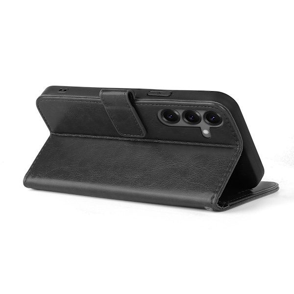 Samsung Galaxy S25 Pung Etui Cover i LÆDER – 3 Kort – Sort black