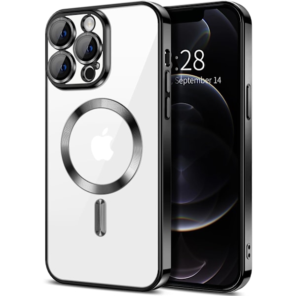 iPhone 13 Pro Max Cover – Metallic Cover med Magnetisk Kompatibilitet, Slim Design - Sort sort