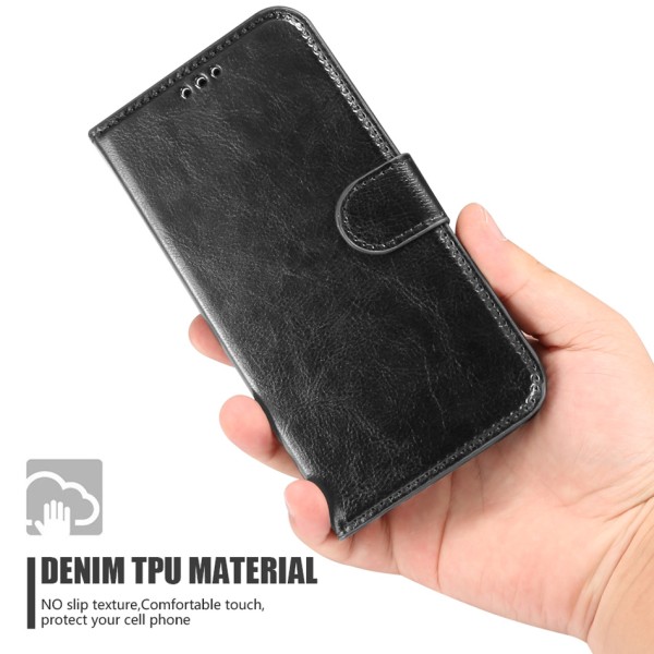 iPhone 12 / 12 Pro Pung Etui Cover i LÆDER (3 kort) - Blå blå