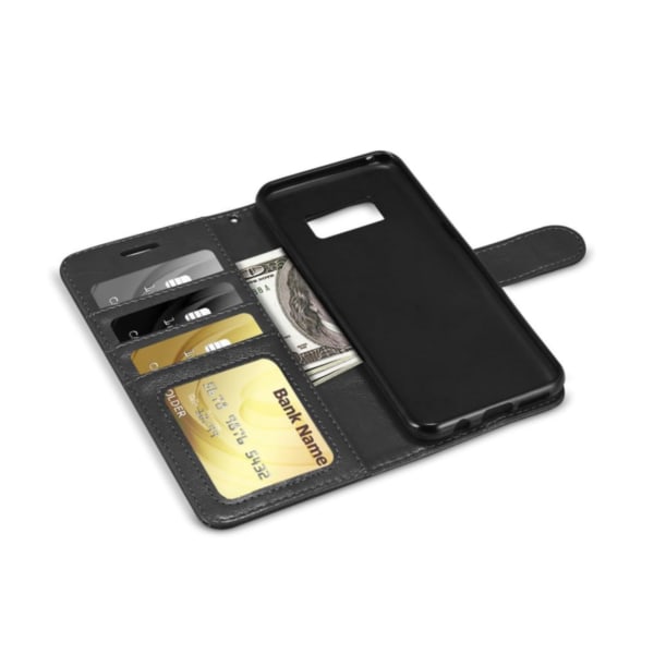 Plånboksfodral till Samsung S7 EDGE i Läder (3 kort) - Svart / Brun svart