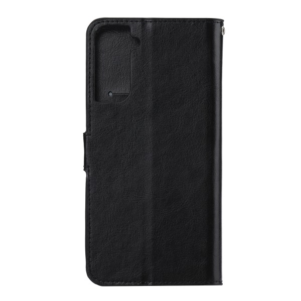 Samsung S21 ULTRA Plånboksfodral i LÄDER (3 kort) - 7 Olika Färger - SVART svart