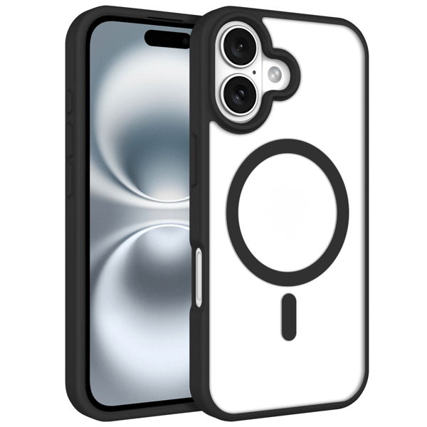 iPhone 16 Cover Magnetisk Farve Klar - Sort