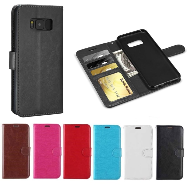 Nahkainen lompakkokotelo Samsung S7 EDGE:lle (3 korttia) - musta / ruskea ruskea