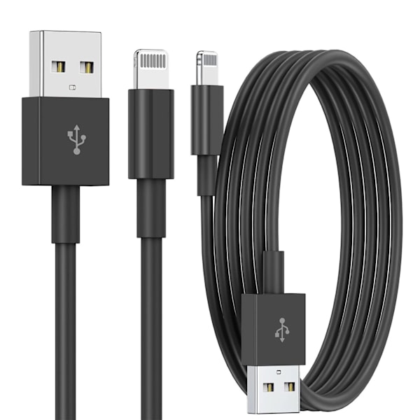 iPhone Oplader - Lade & Synk Kabel - 2 METER - SORT