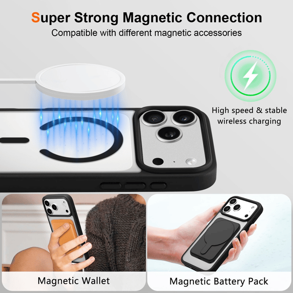 iPhone 18 Pro Max Skal Magnetiskt Color Clear - Svart