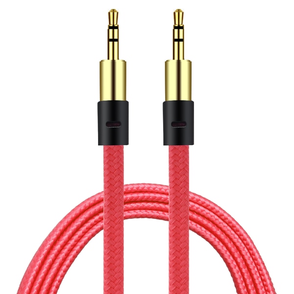AUX Kabel 3.5mm  | Guld pläterad | slittålig kabel RÖD röd