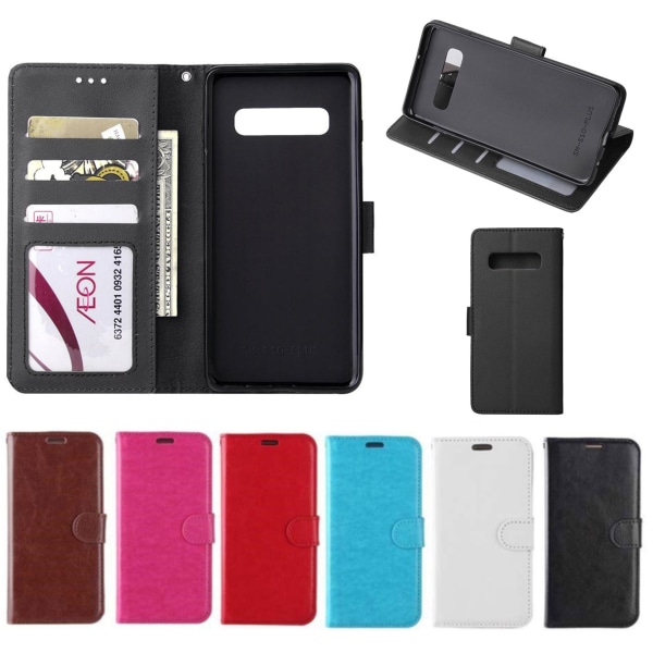 Samsung S10 PLUS lompakkokotelo / kuori nahkaa (3 korttia) - 7 väriä - PINK vaaleanpunainen