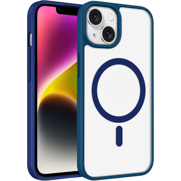 iPhone 15 Cover Magnetisk Klar Farve - Mørkeblå Mörkblå