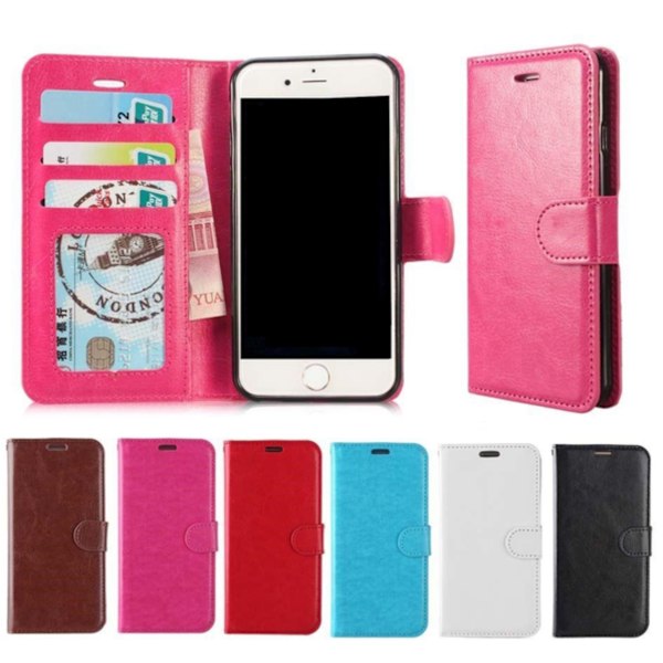 iPhone 6 PLUS / iPhone 6s PLUS Læder Wallet Case - 3 kort - BRUN brun