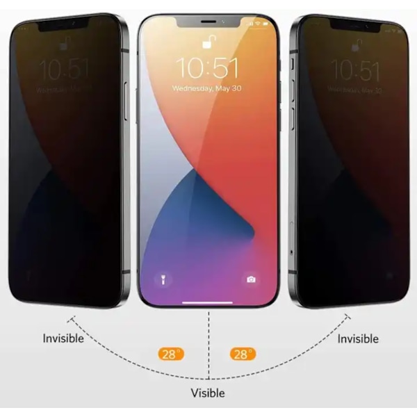 iPhone 13 Pro skærmbeskytter Privacy i hærdet glas