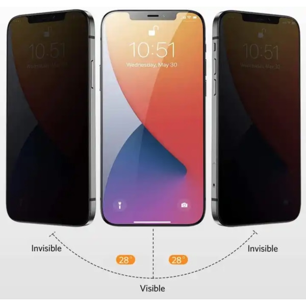 iPhone 15 Pro Max Premium Skärmskydd Privacy i Härdat Glas - FaceID Support
