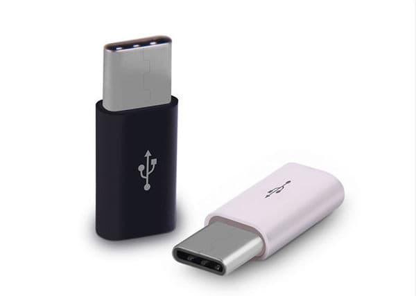 3-pakka Micro-USB - USB-C (uros) -sovitin - VALKOINEN valkoinen