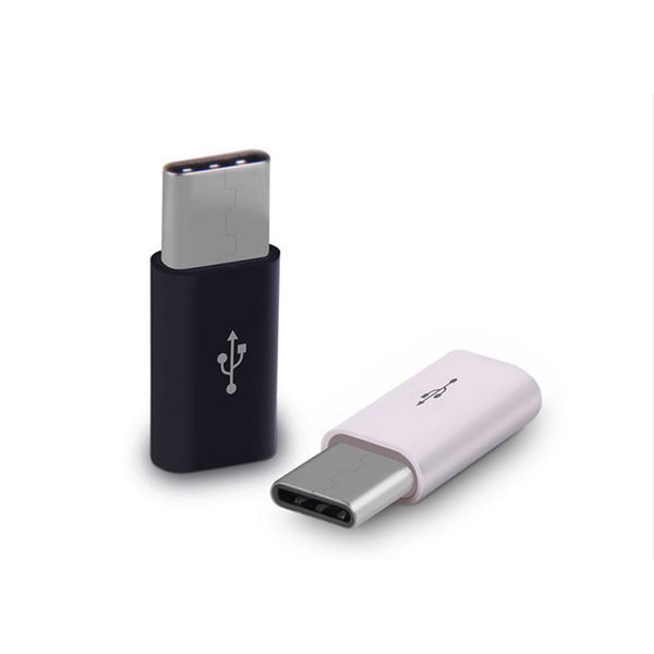 Micro-USB till USB C (hane) Adapter - 3 PACK vit