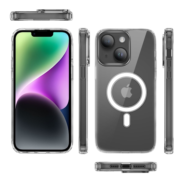 2-Pack iPhone 15 Skal stöttålig Transparent - MagSafe - Heltäckande skydd
