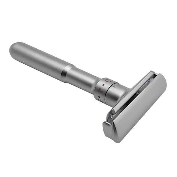 Sikkerhedsskraber i metal - Dobbeltskærs Premium Barberkniv – Sølv sølv
