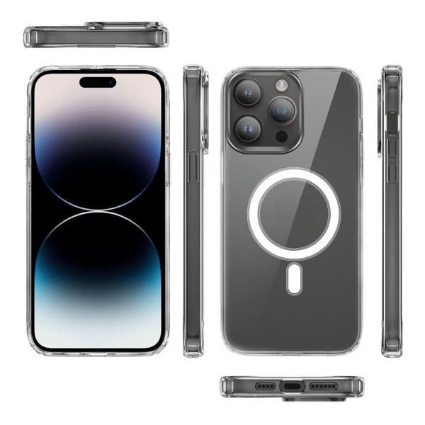 iPhone 15 PRO Cover Transparent Magnetisk - Fuldstændig stødsikker beskyttelse (iPhone 15 PRO)