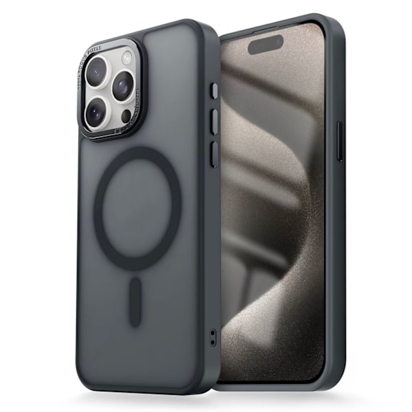 iPhone 15 - Magsafe Kuori Himmeällä Muotoilulla - Useita värejä - MUSTA Black