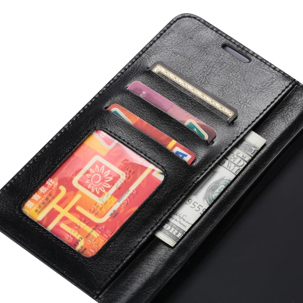 Samsung S21 Plånboksfodral i LÄDER (3 kort) - 7 Färger - SVART svart
